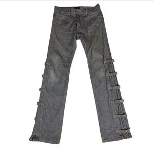 Morgan Homme Japanese Streetwear Buckle Jeans Gray Denim Waist 30 EUC